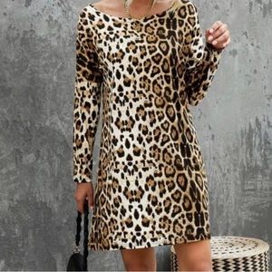 Cheetah print long sleeve dress size small new